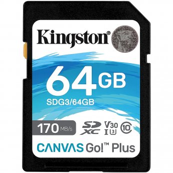 Kingston Canvas Go Plus, SDXC, 64GB, Class 10, UHS-I, U3, V30