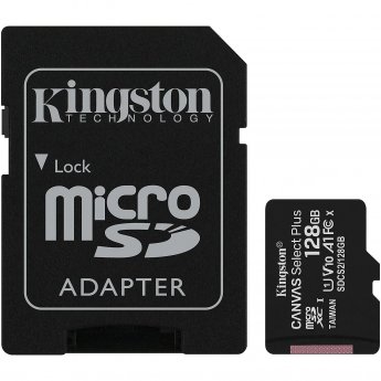Kingston Canvas Select Plus, microSDXC, 128GB, Class 10, UHS-I, V10 +Adapter