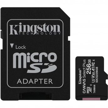 Kingston Canvas Select Plus, microSDXC, 256GB, Class 10, UHS-I, U3, V30 +Adapter