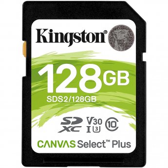 Kingston Canvas Select Plus, SDXC, 128GB, Class 10, UHS-I, U3, V30
