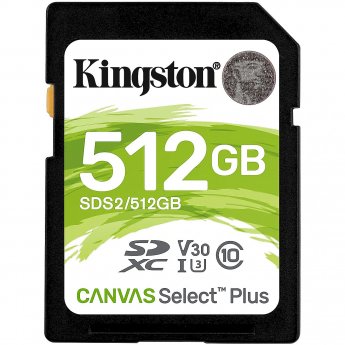 Kingston Canvas Select Plus, SDXC, 512GB, Class 10, UHS-I, U3, V30