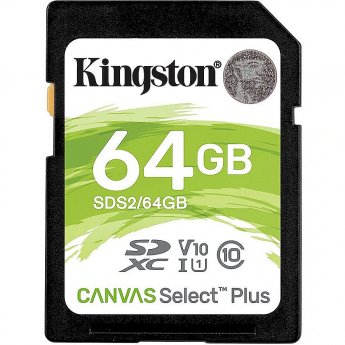 Kingston Canvas Select Plus, SDXC, 64GB, Class 10, UHS-I, U1, V10