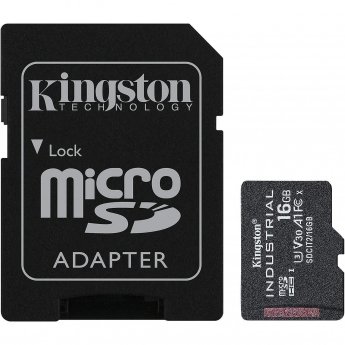 Kingston Industrial, microSDHC, 16GB, Class 10, UHS-I, U3, V30 +Adapter