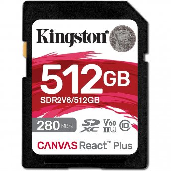 Kingston SDXC 512GB Canvas React Plus SDXC UHS-II 280R/100W U3 V60