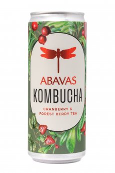 Kombuča ABAVAS, ar dzērvenēm un meža ogu tēju, bundžā, 0.33l (DEP)