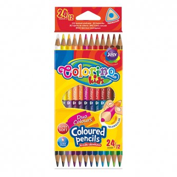 Krāsainie zīmuļi COLORINO 12 gab., 24 krāsas, trīsstūraini