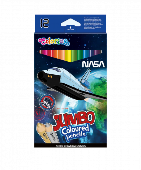 Krāsainie zīmuļi Jumbo 12 krāsas apaļā maciņā