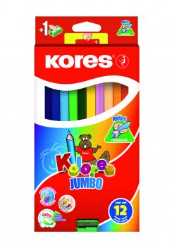 Krāsainie zīmuļi KORES KOLORES JUMBO, trīstūrveida, 12 gb.