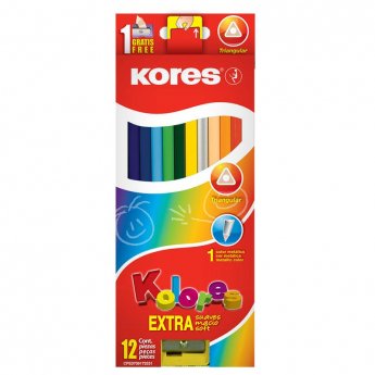 Krāsainie zīmuļi KORES KOLORES, trīstūrveida, 12 gb.