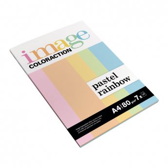 Krāsains papīrs IMAGE COLORACTION, A4, 80 gsm, 70 loksnes, PASTEL RAINBOW, MIX