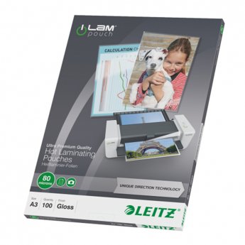 Laminēšanas kabata LEITZ, A3, 303x426 mm, 80 mikr, UDT, 100 gab./iepak.