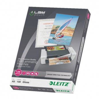 Laminēšanas kabata LEITZ, A5, 154x216 mm, 125 mikr, UDT, 100 gab./iepak.