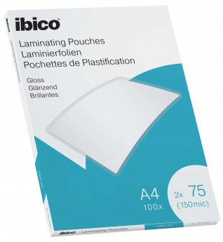 Laminēšanas kabatas Ibico, A4, 216x303 mm, 75 mik., 100 gab/iepak., glancētas