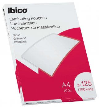 Laminēšanas kabatas Ibico A4, A4, 216x303 mm, 125 mik.,  100 gab/iepak.