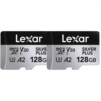 Lexar 128GB microSDXC Professional SILVER Plus UHS-I A2 V30 U3 4K- 2 szt.
