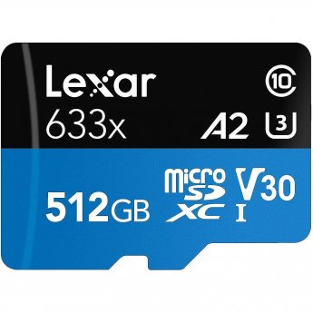 Lexar 633x, microSDXC, 512GB, UHS-I, U3, V30