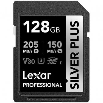 Lexar SDXC 128GB Professional SILVER Plus UHS-I U3 A2 4K V30