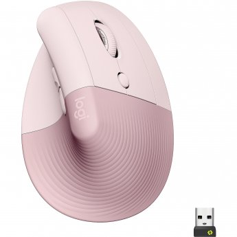 Logitech Lift Vertical Mouse, Wireless, Right Handed, Rose