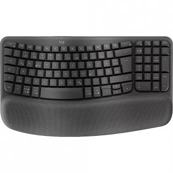 Logitech WAVE KEYS, schwarz - Kabellose ergonomische Tastatur mit gepolsterter Handballenauflage
