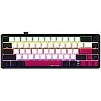 Lorgar Wireless mechanical gaming keyboard Pro, 2.4 GHz, BT, RGB Backlight, 16 modes, 66 keys, 50M presses, linear Lorgar Toxic Purple switches, multimedia knob, built-in 3750 mAh battery, Hot Swap, Gasket mount, spring cable 2.3m, black red white