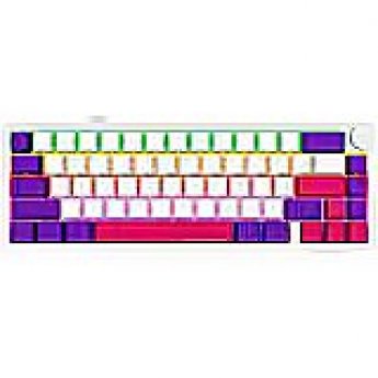 Lorgar Wireless mechanical gaming keyboard Pro, 2.4 GHz, BT, RGB Backlight, 16 modes, 66 keys, 50M presses, linear Lorgar Toxic Purple switches, multimedia knob, built-in 3750 mAh battery, Hot Swap, Gasket mount, spring cable 2.3m, white red purple
