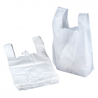 Maisiņš ar rokturi HDPE, 25 mkr, 30 x 18 x 55 cm, baltā krāsā, 100 gab./iepak.