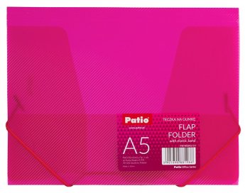 Mape ar gumiju PATIO,PP, A5 formāts, caurspīdīga, rozā krāsā