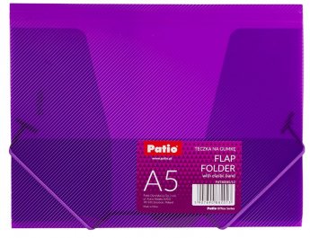 Mape ar gumiju PATIO,PP, A5 formāts, caurspīdīga, violetā krāsā