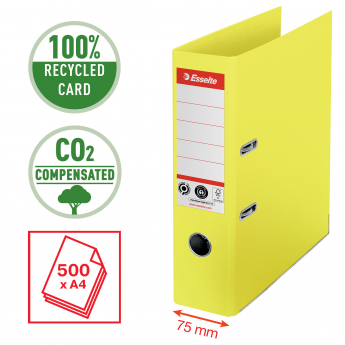 Mape-reģistrs ESSELTE No1 CO2 Neutral, A4, kartons, 75 mm, dzeltenā krāsā
