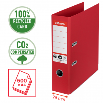 Mape-reģistrs ESSELTE No1 CO2 Neutral, A4, kartons, 75 mm, sarkanā krāsā