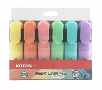 Marķieru komplekts KORES BRIGHT LINER PLUS, 6 gab.