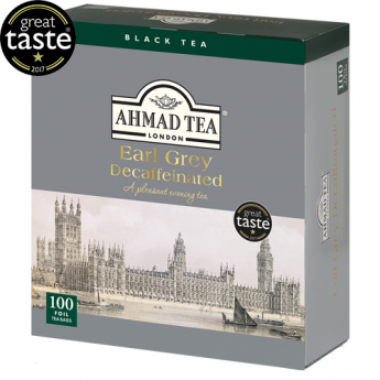 Melnā tēja AHMAD Alu Earl Grey Decaffeinated, bez kofeīna, 100 maisiņi x 2 g paciņā