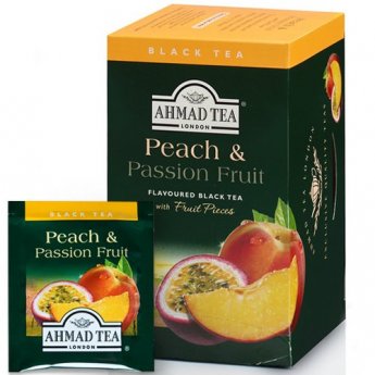 Melnā tēja AHMAD Alu PEACH & PASSION FRUIT, 20 x 2 g maisiņi paciņā