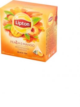 Melnā tēja LIPTON Persiku Mango, piramīdas, 20gab
