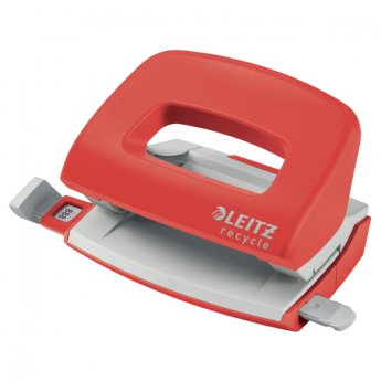 Mini caurumotājs Leitz NeXXt Recycle Mini, 10 lapas, sarkanā