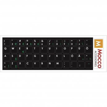 Mocco Keyboard Sticks ENG / EE With Laminated Waterproof Level Black / Green