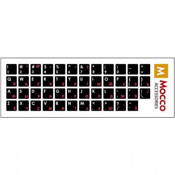 Mocco Keyboard Sticks ENG / RU With Laminated Waterproof Level White / Red