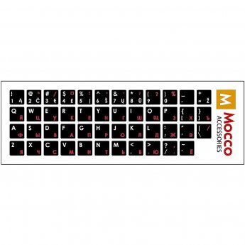 Mocco Keyboard Sticks LT / ENG / RU With Laminated Waterproof Level White / Red