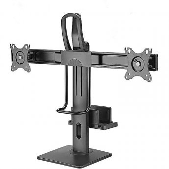myWall Height adjustable desk stand for 2 flat screens, 17-27"