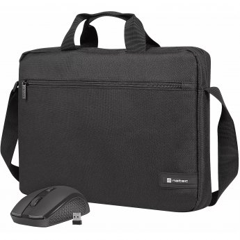 Natec Wallaroo 2 Laptop Bag + mouse, 15.6", Black
