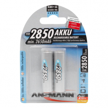 NiMH uzlādējamās baterijas, AA Tips, 2850mAh (min. 2650mAh) 2 gab.