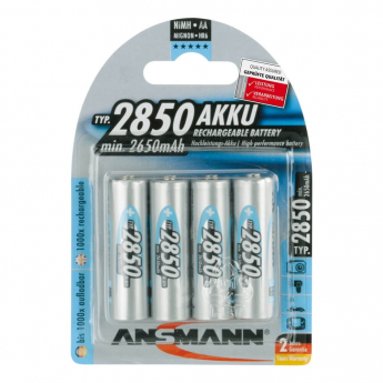 NiMH uzlādējamas baterijas, AA Tips, 2850mAh (min. 2650mAh) 4 gab.