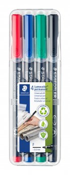 Noturīgais marķieris STAEDTLER kodoskopa plēvēm OHP 318F, 0.6mm, 4 krāsu komplekts