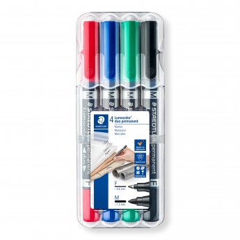 Noturīgais marķieris STAEDTLER LUMOCOLOR DUO 348, 4 krāsu komplekts