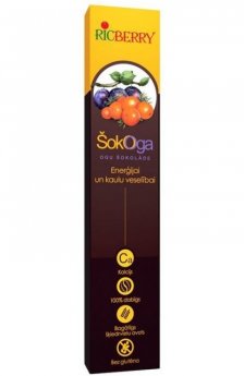 Ogas šokolādē Ricberry Šokoga  enerģijai un kaulu veselībai, ar Ca, 16g