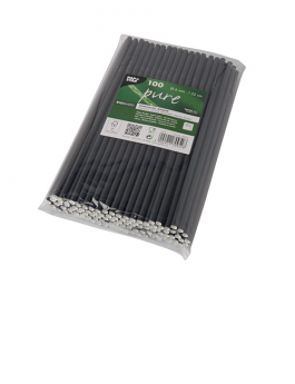 Papīra kokteiļu salmiņi PAPSTAR, melni, elastīgi, D 6mmx22cm, 0.133kg, 100gab