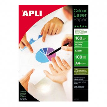 Papīrs APLI Colour Laser Glossy A4 160g/m2, divpusīgs, 100 loksnes/iepakojumā