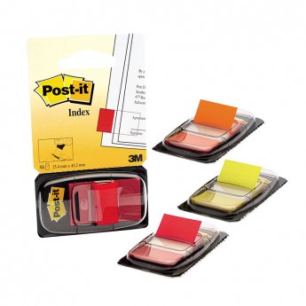 Pašlīpošie indeksi POST-IT 25.4x43.2mm, 50 lapiņas dzeltenā krāsā