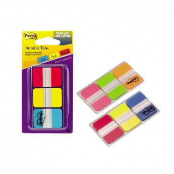 Pašlīpošie indeksi Post-it Strong rozā, zaļā un oranžā krāsās