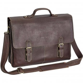 Pedea San Marcos Leather shoulder bag, 17.3", Brown